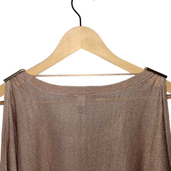 INC INTERNATIONAL CONCEPTS Pink Sweater Shirt Gold Metallic Women’s Petite M - Picture 8 of 12